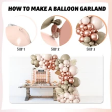 144-Piece Balloon Kit With Flowers For Party Decoration And Banquets - 玫瑰金 - 查看 2