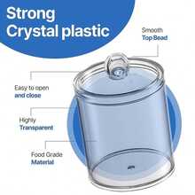 1PC Clear Storage Box ,Cotton Swab Holder Dispenser For Cotton Swabs, Cotton Balls, Cotton Pads, Floss Sticks - Small Clear Plastic Jar Medicinal Bottle Set, Bathroom Essentials Accessory Decorative, Dresser Makeup Organizer - Multicolor - View 7