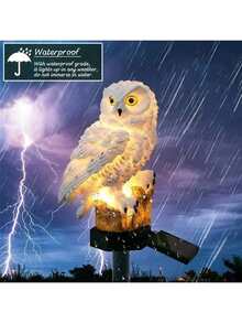 1件太阳能花园灯树脂猫头鹰灯户外装饰景观别墅花园阳台氛围灯草坪地面插电灯防水 - 彩色 - 查看 5