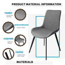 Set Of 4 Modern Dining Chairs With Faux Leather Upholstery And Carbon Steel Legs, Ergonomically Designed Backrest For Enhanced Comfort, Durable Metal Frame For Long-Lasting Use, Suitable For Dining Rooms, Kitchens, Or Living Rooms – Available In Brown And Grey - 灰色 - 查看 8