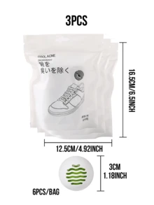 6个装绿茶鞋用除臭球，快速除臭空气清新剂，适用于鞋子、健身包、衣柜、宠物区、厨房、浴室和家居的除臭剂，可重复使用的镂空设计，气味均匀分散，使用无刺激，体积小巧，易于放置，持续除臭效果，家庭用品供应商 - 白色 - 查看 13