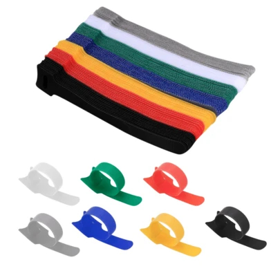 100条可重复使用多色可调节扎带，电线电缆整理器，魔术贴扎带，适用于家庭、户外、钓鱼、电脑和办公用品收纳整理