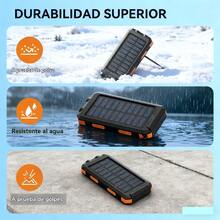 Batería externa solar portátil USB Super 2025 de 20000 mAh, un cargador de larga duración para viajes y campamentos para todos tus dispositivos; con linterna LED, brújula y mosquetón, el regalo perfecto para las fiestas. - Multicolor - Ver 5