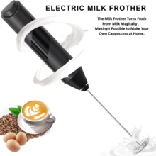 Juego de espumador de leche eléctrico + estante de almacenamiento, operación con un solo toque, produce fácilmente espuma de leche rica y cremosa. Batidor de acero inoxidable 304, apto para café, leche, jugo y matcha. - Negro - Ver 3