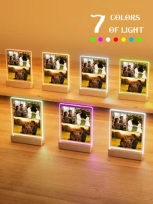 Customized Couple Photo Collage LED Night Light, Personalized Acrylic Photo & Text Night Lamp, Customized Photo Light, Personalized Photo Collage LED Lamp, Couple Photo Frame - Large Rectangular Stand 1-5 Diagrams - View 9