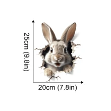 1pc Adorable 3D Rabbit Wall Decal - Easy Peel & Stick PVC With Matte Finish, Multi-Room Use For Bedroom & Living Room, Modern Animal Theme Rectangle Decor - Multicolor - View 4