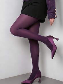 Damen Mode lila halbtransparente Strumpfhose/Overknee-Socken, halbtransparente elastische Leggings in Lavendel mit modernem Farbverlauf-Muster, modische formende Kniestrümpfe - Violett - Übersicht 5