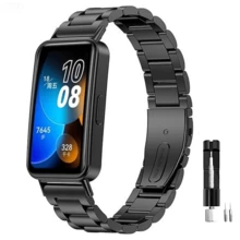 Stainless Steel Metal Strap Compatible With Huawei Band 8 Band 9 Band 10, Premium Solid Steel Replacement Bracelet With Adjustable Links, Durable Quick-Release Wristband For Men Women, Classic Silver Gold Rose Gold Black Options