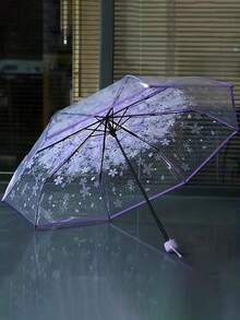 Foldable Umbrella, Convenient To Carry, Cute & Fresh, Artistic; Minimalist Sakura Transparent Umbrella; Cute Sakura Pattern Transparent Umbrella; Foldable Umbrella; Ladies' Manual Umbrella; Travel Umbrella; Travel Essential; Unisex; Sakura; Photography Prop; Umbrella; Foldable & Portable; Suitable For Weddings, Parties, Holidays And Home Decor; Artistic Design,Cute Stuff - Multicolor - View 7