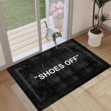 1pc "Please Take Off Shoes" Text & Pattern Printed Rug, Faux Wool Mat - Highly Absorbent, Easy To Clean, Suitable For Home Decor, Farmhouse, Entryway, Indoor, Room, Kitchen, Dining Room, Small Office/Home Office, Sink, Laundry Room, Doormat, Kitchen Mat, Non-Slip Mat - Multicolor - View 6