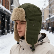 1pc Unisex Solid Color Thermal Lined Winter Trapper Hat, Outdoor Cycling Windproof Ear Protection Large Size Men Ushanka Hat Warm Accessories - Multicolor - View 6