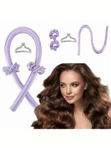 12pcs Sleep & Hair Care Tool Set, Includes Curling Iron, 1pc Silk Pillowcase (Queen Size For Hair & Skin Care), Heatless Curling Set, Overnight Curling Wand, 1pc Soft Sleep Mask, 1pc Silk Sleep Cap, Sleep Essentials Set, Hair Accessories, Face Massage Roller, Hair Care Products, Curling Tools, Hair Styling Kit, Back To School, Travel Essentials