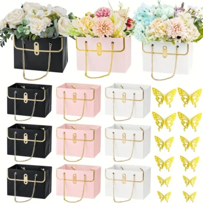 6/12/24 Flower Gift Set, Including 6/12/24 Bouquet Boxes And 6/12/24 3D Butterfly Accessories. A Multi-Purpose Bouquet Box, Perfect For Mother's Day, Weddings, Birthdays, And Graduations.