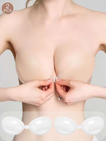 2/1 Pair Adhesive Push-Up Bra, Sexy Silicone Nipple Covers, Women Garter Belts, Bridal, Photoshoot, Small Bust, Thick Push-Up, Lightweight Breathable Summer, Invisible Bra Pasties, Women's Lingerie Gift