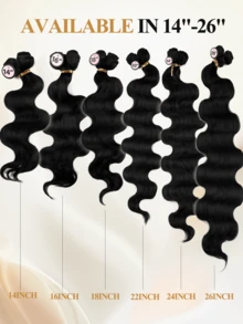 6片水波纹Yaki直发合成发片，适合自然发色 - 黑色 - 查看 7