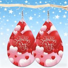 1 Pair Women's Heart Shaped Faux Pearl Teardrop Earrings - Lightweight Double-Sided - Valentine's Day Gift