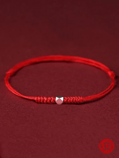 1 pieza Pulsera trenzada de plata de ley S925, diseño de corte geométrico, pulsera minimalista de la suerte adecuada para mujeres, uso diario, gran regalo para mejores amigas, viene en una elegante caja de regalo