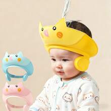 [Cute Piggy Shower Cap] Soft & Comfortable 1pc Adorable Piggy-Themed Youngsters Shower Cap - Adjustable With Ear Protection - Cute Cartoon Design In Pink, Blue, Yellow For Fun Bath Time - Multicolor - View 2