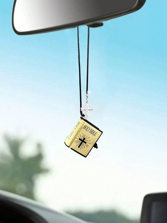Auto Accessories-Square Hands Cross Lift Page-Turning Books Mini Bible Cross Car Accessories Pendants Car Accessories Blessing Luck Can Be Given To Friends And Relatives, So That Every Departure Is Full Of Strength And Blessings.