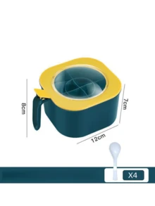 4-Compartment Spice Storage Box With Spoon - Integrated ABS Spice Container Set For Home And Restaurant Use, Uncharged Kitchen Spice Storage Box, Without Magnesium Stick/Flint - Multicolor - View 7