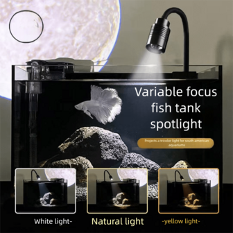 1 pieza Luz LED ajustable para acuario, 3 ángulos de haz (15°/45°/90°), foco impermeable con clip USB, adecuado para el paisajismo de plantas acuáticas