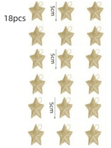 6个金色闪光星星装饰品，迷你悬挂式塑料金色圣诞装饰品，适用于节日派对、婚礼、家居装饰、圣诞节