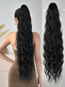 Claw Ponytail Extensions Hair Black Color 26-28 Inch Long Water Wave Hair Heat Resistant Fiber Synthetic Hairpiece For Women Girls Party Daily Use Causal Hair Accessories Women Claw Clips Elegant Hair Clips Beauty Hair Claws Fashion Hair Clutch Elegant Hair Jaw Clip - Nhiều màu - Xem 18