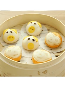 100 Pieces Of 7.5 Cm (2.95 Inch) Round Silicone Oil Steamer Paper, Non-Stick Disposable Paper, For Steaming Dumplings And Buns - Multicolor - View 3