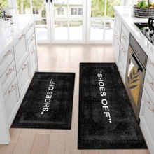 1pc "Please Take Off Shoes" Text & Pattern Printed Rug, Faux Wool Mat - Highly Absorbent, Easy To Clean, Suitable For Home Decor, Farmhouse, Entryway, Indoor, Room, Kitchen, Dining Room, Small Office/Home Office, Sink, Laundry Room, Doormat, Kitchen Mat, Non-Slip Mat - Multicolor - View 13
