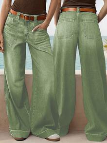 Jeans da donna nuovi e alla moda, dritti e larghi, con tessuto di jeans versatile e elasticizzato