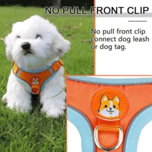 Chest Harness And Leash Set For Dogs And Cats – Comfortable, , And Adjustable For Small And Medium-Sized Pets. - 橘色 - 查看 5