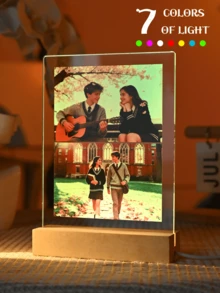 Customized Couple Photo Collage LED Night Light, Personalized Acrylic Photo & Text Night Lamp, Customized Photo Light, Personalized Photo Collage LED Lamp, Couple Photo Frame - Large Rectangular Stand 1-5 Diagrams - View 12