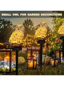 1件太阳能花园灯树脂猫头鹰灯户外装饰景观别墅花园阳台氛围灯草坪地面插电灯防水 - 彩色 - 查看 3