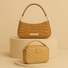 Kit 2 Bolsas Femininas de Ombro Berlim+Copacabana Moderna Elegante Dia a Dia Estilosa - Promoção Envio Relâmpago - Caramelo Copacabana + Areia Berlim - Visão 4