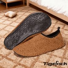 TIGEROCK - Pantoufles de maison doublées de peluche pour femmes, semelle souple, pantoufles d'intérieur confortables pour le salon et la chambre à coucher - Tabac - Voir 1