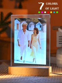 Customized Couple Photo Collage LED Night Light, Personalized Acrylic Photo & Text Night Lamp, Customized Photo Light, Personalized Photo Collage LED Lamp, Couple Photo Frame - Large Rectangular Stand 1-5 Diagrams - View 16