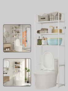 1pc INS Style Black/White Washing Machine Shelf, Multi-Layer Bathroom Laundry Room Storage Rack, Multifunctional Organizer, Space Saving For Rental Apartments - Multicolor - View 12