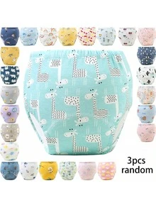 3pcs/Pack Baby Training Pants, Washable Diaper Covers, Baby Potty Training Cloth Diapers, Breathable Diaper Covers (Random Pattern) - Multicolor - View 8