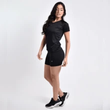 Women's Gym Set: Dry Fit T-Shirt + Sports Fitness Shorts | Ideal Set For The Gym And Everyday Wear | Women's Fitness Kit – Dry Fit T-Shirt + Shorts - 黑色 + 短褲 - 查看 2