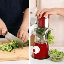 5-In-1 Multifunctional Hand-Cranked Roller Slicer, Durable Vegetable Cutter For Radish Potato, Easy To Clean Home Kitchen Gadget Durable & Easy To Clean! 5-In-1 Hand-Cranked Vegetable Chopper, Roller Slicer For Potato Radish Home Cooking Tool - Green - View 4