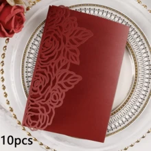 Bộ 10 thiệp mời hoa hồng thanh lịch, thiệp mời đám cưới cá nhân hóa, thiệp chúc mừng cho tiệc cưới, sinh nhật lần thứ 15, tiệc rửa tội, vật dụng trang trí (bao gồm 10 thiệp lớn hơn và 10 thiệp nhỏ hơn) - Nhiều màu - Xem 14