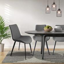 Set Of 4 Modern Dining Chairs With Faux Leather Upholstery And Carbon Steel Legs, Ergonomically Designed Backrest For Enhanced Comfort, Durable Metal Frame For Long-Lasting Use, Suitable For Dining Rooms, Kitchens, Or Living Rooms – Available In Brown And Grey - 灰色 - 查看 6