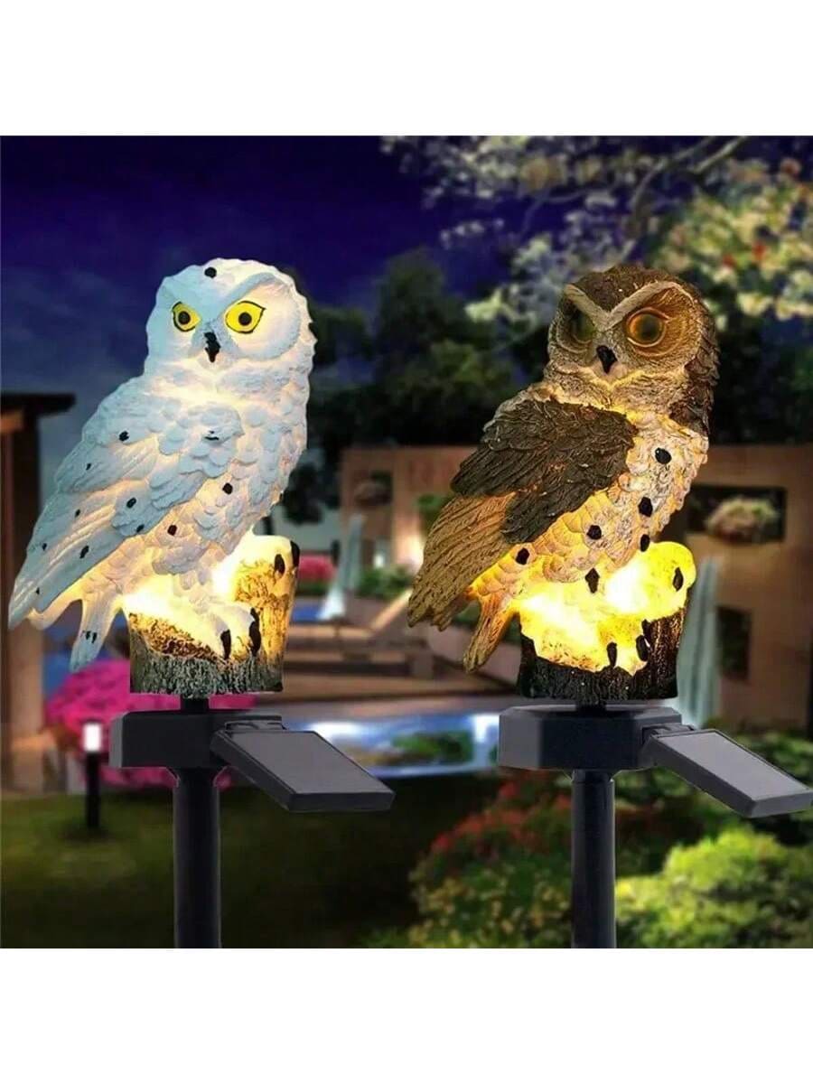 1pc Solar Garden Lights Resin Owl Lights Outdoor Decoration Landscape Villa Garden Balcony Atmosphere Lights Lawn Ground Plug-In Lights Waterproof
