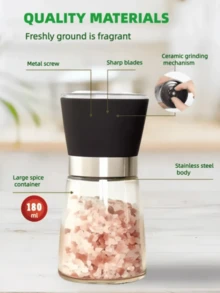 Manual Pepper Grinder,Pepper Grinder, Can Add Salt And Pepper Grains. It's Easy To Adjust The Grinding Fineness. The Kitchen Tool Doesn't Require Electricity. Adjustable Salt And Pepper Grinder