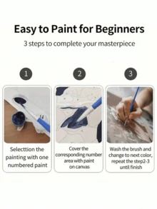 DIY Digital Painting For Girls: Illuminate Creative Life, Paint A Colorful World. DIY Digital Painting, Embark On Your Artistic Journey. It Is The Perfect Blend Of Creativity And Fun, An Excellent Choice For Interaction, Couples Sharing, And Personal Relaxation. High-Quality Canvas, Fine Texture, Carrying Your Artistic Dreams. Paints Are Vibrant, Long-Lasting, And Odorless, And Reliable. - Mint Blue - View 6