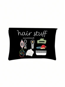 Ce sac de maquillage de voyage présente des imprimés de peignes, de bandeaux, de pinces à cheveux et d'élastiques, et peut être utilisé comme sac de rangement de voyage pour le shampooing, les articles de toilette et d'autres articles. Léger et portable, il convient aux activités de plein air et peut être utilisé comme sac de toilette, sac à main ou sac de rangement de salle de bain, convenant aux voyages d'affaires, aux vacances et aux activités de plein air. C'est également un excellent cadeau pour les femmes. - Multicolore - Voir 12
