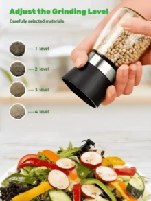 Manual Pepper Grinder,Pepper Grinder, Can Add Salt And Pepper Grains. It's Easy To Adjust The Grinding Fineness. The Kitchen Tool Doesn't Require Electricity. Adjustable Salt And Pepper Grinder