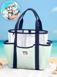 1PC Beach Toiletry Bag Set – Mesh Cosmetic & Washing Organizer With Handle, Large Capacity Travel Makeup Case For Women, Girls - Multicolor - View 4