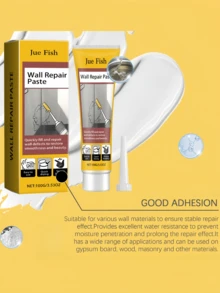 JUE FISH Wall Repair Set - Quick Installation Drywall Repair Agent, Hole And Crack Filler, Sticky Gypsum Wall Repair Agent, White, Easy To Use For Home Repairs, Wall Damage, Scratches, Dents, Cracks, Nail Holes Repair Wall Paste.