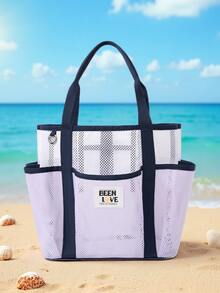 1PC Beach Toiletry Bag Set – Mesh Cosmetic & Washing Organizer With Handle, Large Capacity Travel Makeup Case For Women, Girls - Multicolor - View 9